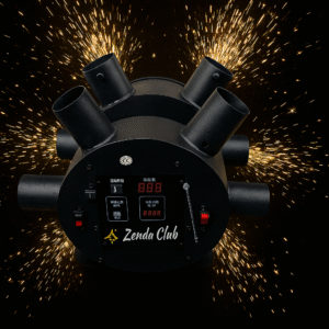 Double Wheels Fire – moulin à vent pyrotechnique 12 allumeurs avec batterie intégrée et écran LCD – Zenda Club