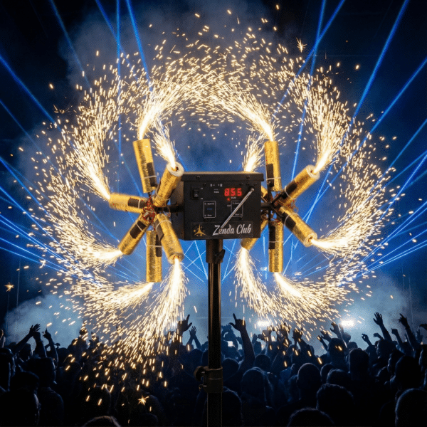Machine de contrôle de scène pour feux d’artifice froids – double roue, système de déclenchement Zenda Club®