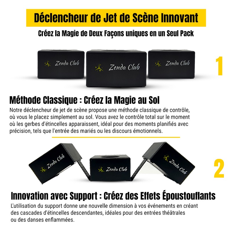 Kit ZENDA CLUB - 5 Jets De Scène Dorés 2m/30s + 4 Déclencheurs Télécommandés Pour Mariages Et Soirées