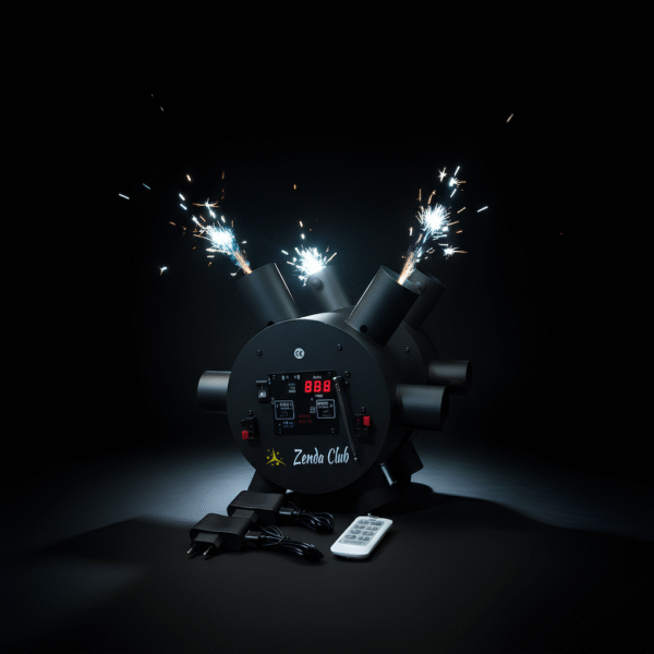 Double Wheels Fire – moulin à vent pyrotechnique 12 allumeurs avec batterie intégrée et écran LCD – Zenda Club