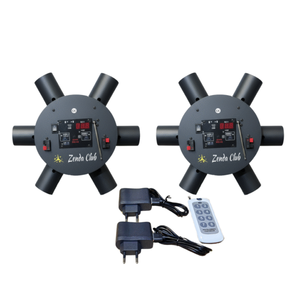 Double Wheels Fire – moulin à vent pyrotechnique 12 allumeurs avec batterie intégrée et écran LCD – Zenda Club