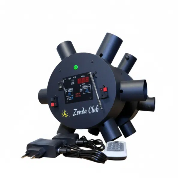Double Wheels Fire – moulin à vent pyrotechnique 12 allumeurs avec batterie intégrée et écran LCD – Zenda Club