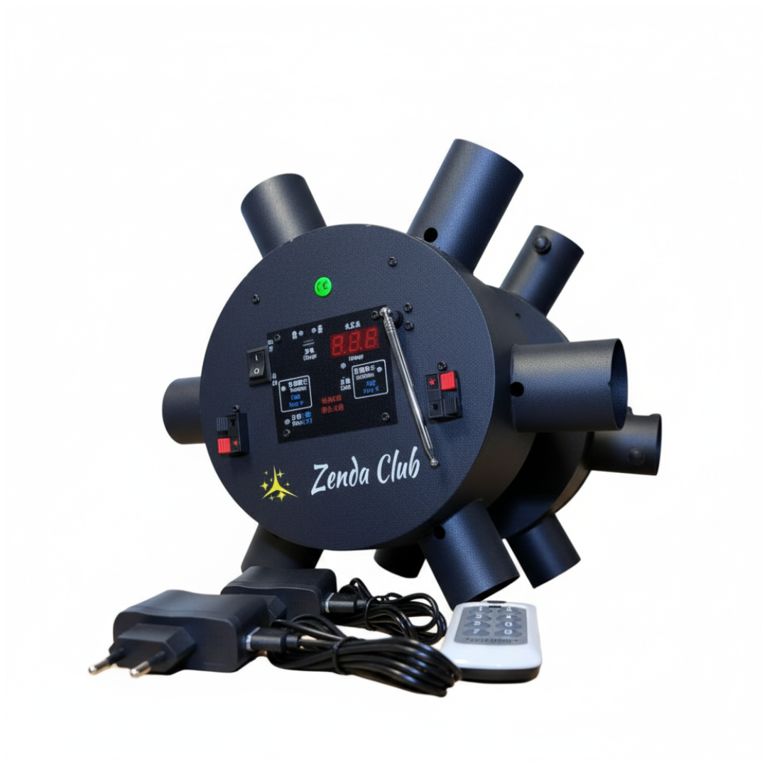 Double Wheels Fire – moulin à vent pyrotechnique 12 allumeurs avec batterie intégrée et écran LCD – Zenda Club