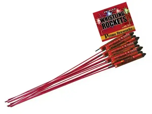 Pack de 12 Fusées Pétard Volant - Effet bang et sifflement, idéal pour les fêtes, mariages et le 14 juillet. Conforme CE F2, utilisation sécurisée en extérieur.
