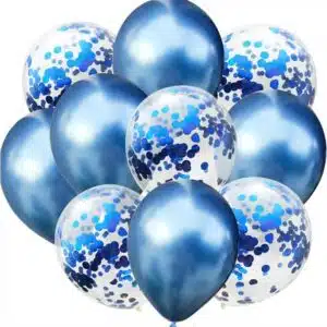 10 Ballons Bleu Mélangé En Métal Pour Fête