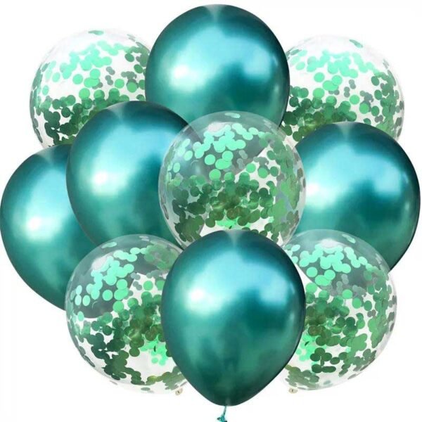 10 Ballons Vert Mélangé En Métal Pour Fête