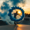 Fumigène à main bleu longue durée, activation à goupille, fumée dense pendant 100 secondes. Idéal pour mariages, événements sportifs et effets spéciaux.