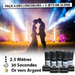 PACK DE FÊTE 4 DÉCLENCHEURS+5 JETS DE SCÈNE 2.5M/30SEC/Or ver Argent