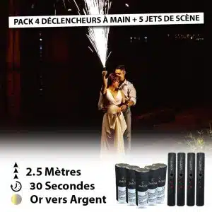 Pack 4 Déclencheurs à Main+5 jets de scène 2.5 Mètres 30 Secondes Or ver Argent