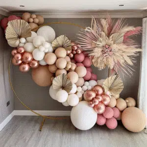 Arche de Ballons 138 pcs Rose et Or Métallique