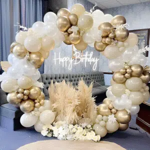 Arche de Ballons sable blanc Chrome Or 118 pcs