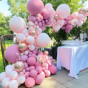 Arche de Ballons Rose -Métal Champagne Or 122 pcs