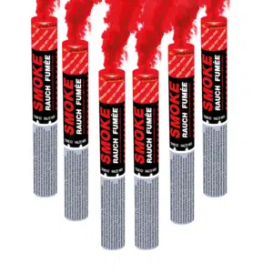 Fumigène à main rouge produisant une fumée dense pendant 120 secondes.