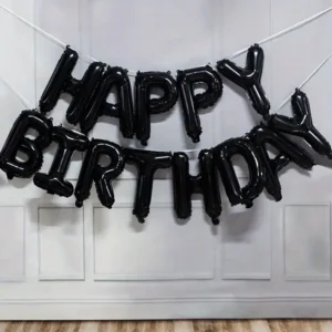 Ballons aluminium noir “Happy Birthday”