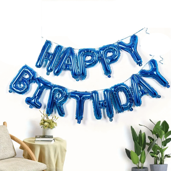 Ballons en aluminium bleu avec inscription "Happy Birthday" pour décoration d'anniversaire