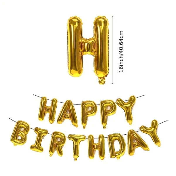 Décoration festive : ballons en aluminium doré "Happy Birthday"