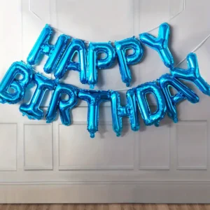 Ballons en aluminium bleu avec inscription "Happy Birthday" pour décoration d'anniversaire