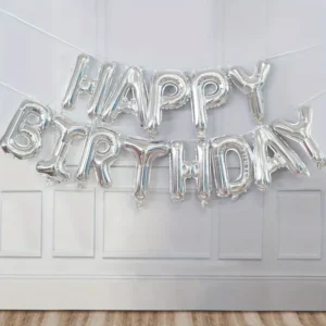 Ballons aluminium argent “Happy Birthday”