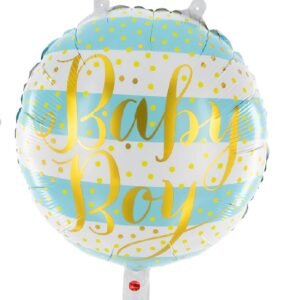 Ballon gonflable hélium bleu « Boy », parfait pour baby showers et célébrations de naissance.