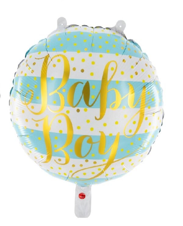 Ballon gonflable hélium bleu « Boy », parfait pour baby showers et célébrations de naissance.