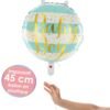 Ballon gonflable hélium bleu « Boy », parfait pour baby showers et célébrations de naissance.