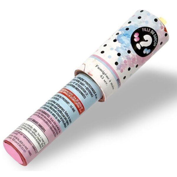 Fumigène à main rose pour révélation de sexe en 45 secondes, idéal pour baby showers et événements festifs.