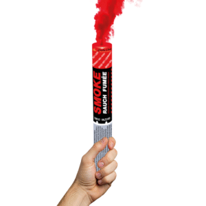Fumigène à main rouge produisant une fumée dense pendant 120 secondes.