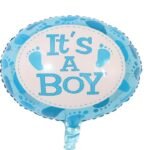 Ballon gonflable hélium bleu « Boy », parfait pour baby showers et célébrations de naissance.