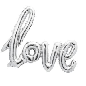 Ballon lettre en mylar argenté "Love" - Décoration festive pour mariages et anniversaires.