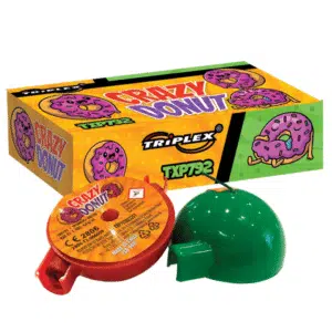 Pack 2 Crazy Donut TXP792 - Toupies pyrotechniques à effets lumineux et sonores spectaculaires, idéales pour fêtes, mariages et le Nouvel An. Conforme CE F2.