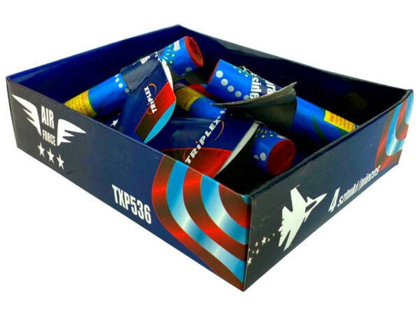 4 Tourbillons Volants Air Force - Effets lumineux spectaculaires pour le Nouvel An, mariages et fêtes. Sécurité CE F2 avec distance de sécurité de 8 mètres.