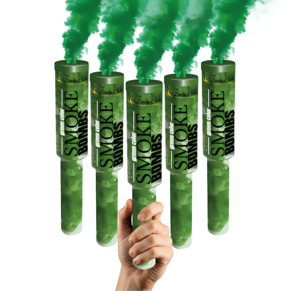 Fumigène à main vert dégageant une fumée intense pendant 60 secondes.