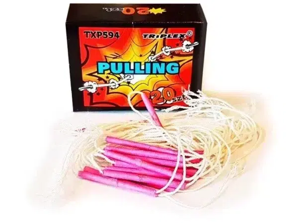 Pack de 20 Pétards à Ficelle TXP594 avec activation par tirage de corde, produisant un claquement sonore festif. Idéal pour événements et célébrations.