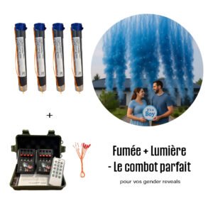 Fumigène Baby Shower Bleu avec Déclencheur à Distance – Effet Blink pour Révélation de Genre.