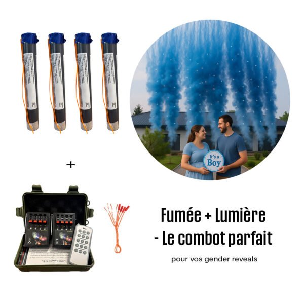Fumigène Baby Shower Bleu avec Déclencheur à Distance – Effet Blink pour Révélation de Genre.
