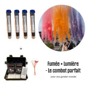 Pack de fumigènes diurnes multicolores pour mariage – effet Blink et déclencheur à distance.