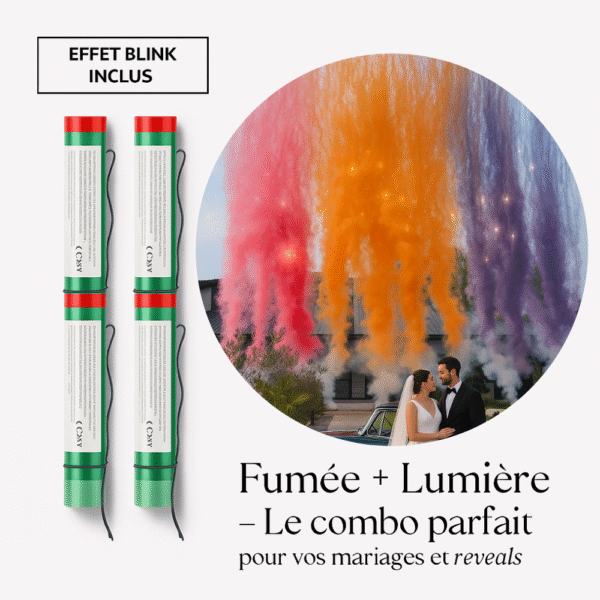 Fumigène mariage blink – Fumée Colorée avec Effets Lumineux pour Mariage et Gender Reveal