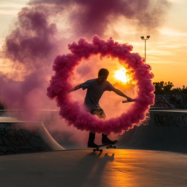 Fumigène à main rose dégageant une fumée intense pendant 120 secondes.