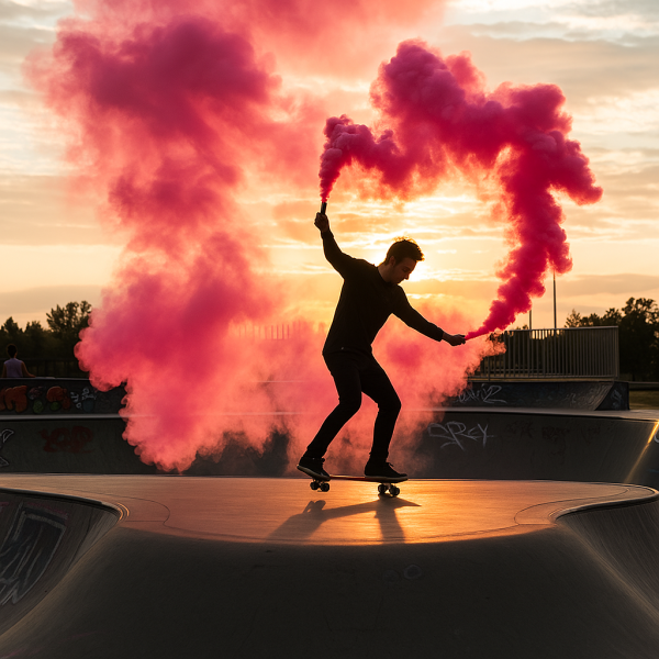 Fumigène à main rose dégageant une fumée intense pendant 120 secondes.
