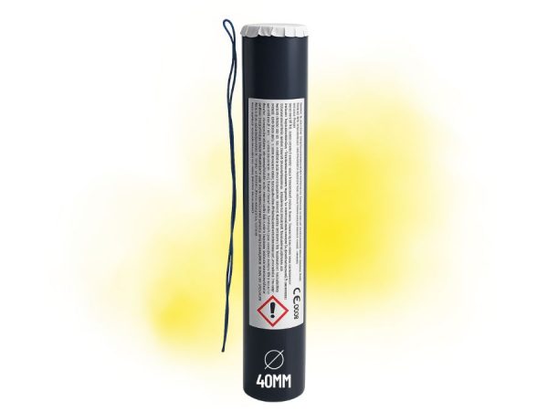 Feux d’artifice de jour – fumigène jaune 40 mm Zenda Club® – smoke puff effet fumée colorée vive pour mariage, photo et événement extérie