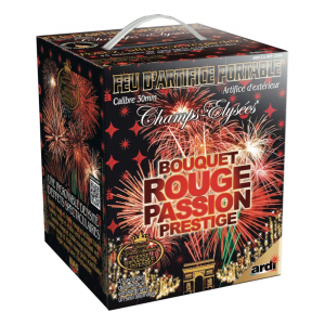Feu d’Artifice Portable Rouge Passion Prestige – 25 Départs / 45 Secondes – Effets Rouge & Or