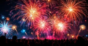 Mortier feux d'artifice en action projetant des gerbes d'étincelles colorées dans le ciel nocturne
