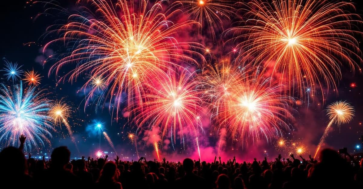 Mortier feux d'artifice en action projetant des gerbes d'étincelles colorées dans le ciel nocturne