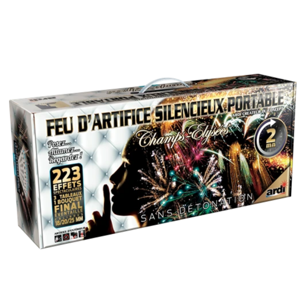 Feu d’artifice silencieux Champs Élysées 2 minutes – Batterie F2 223 coups sans détonation