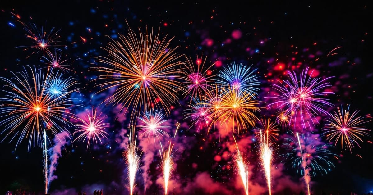 Cierges magiques allumés projetant des étincelles dorées lors d'une fête nocturne festive