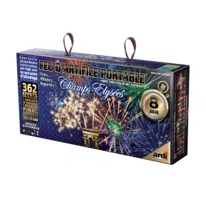 Feu d’Artifice Portable Champs-Élysées 8MN – Batterie F3 prête à tirer 362 coups – Spectacle pyrotechnique 8 minutes