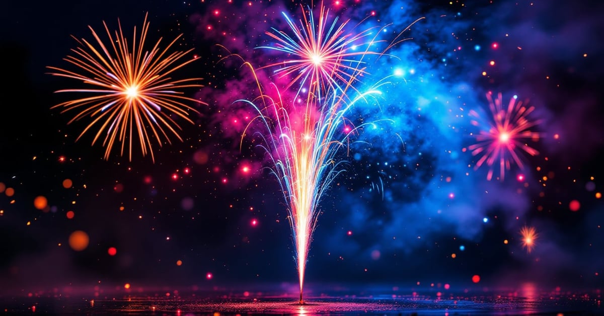 Mortier d'artifice pas cher illuminant le ciel nocturne d'éclats rouges, oranges et violets