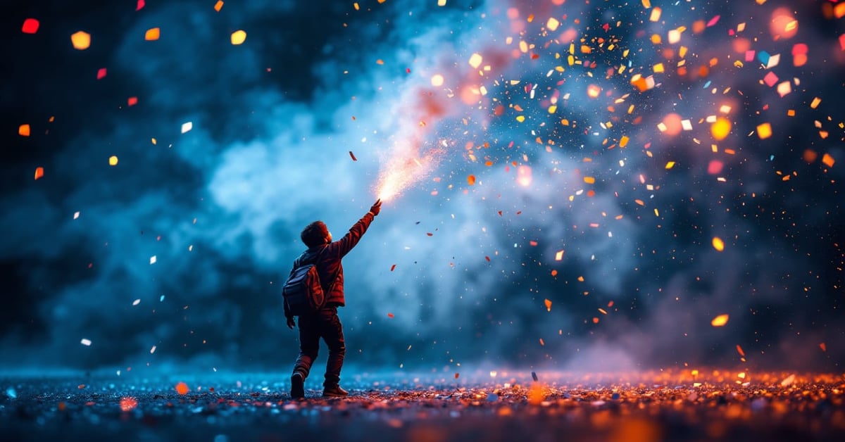 Pétard Démon Cobra catégorie F2 en action avec effets pyrotechniques rouges et oranges sur fond nocturne