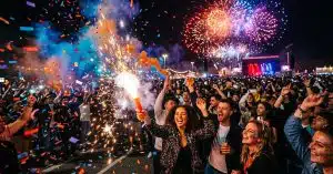 Pétard puissant avec effets pyrotechniques colorés dans la nuit – réglementation pétards France