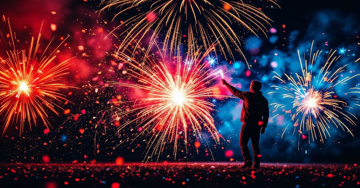 Pétards à mèche classiques allumés la nuit, étincelles et flammes vives rouges et oranges – types de pétards